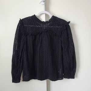 Madewell Black Eyelet Top